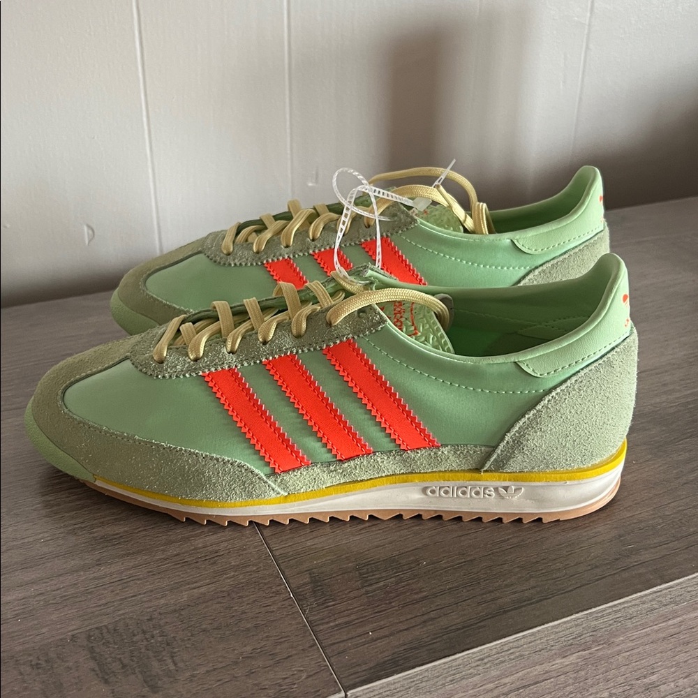 Adidas ARCHIVAL RUNNING SHOES SATIN SL 72 OG Shoes Semi Green Spark Solar Orange - Picture 4 of 13